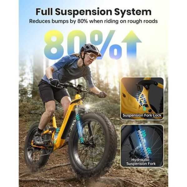 Puckipuppy Electric Bicyles,Peak 960W Electric Bike,26" Fat Tire E-Mountain Bikes,48V 20Ah Ebike for Adults,Boxer UL2849 - Image 6